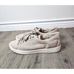 Michael Kors Womens Irving Sneaker Shoes Beige HX16C Low Top Leather Lace Up 10M